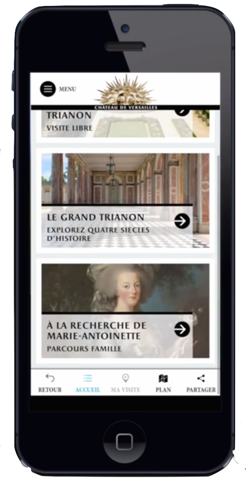 Application Châteaux et jardins de Trianon par Chateau de Versailles. Voix Off audioguides by Studios VOA